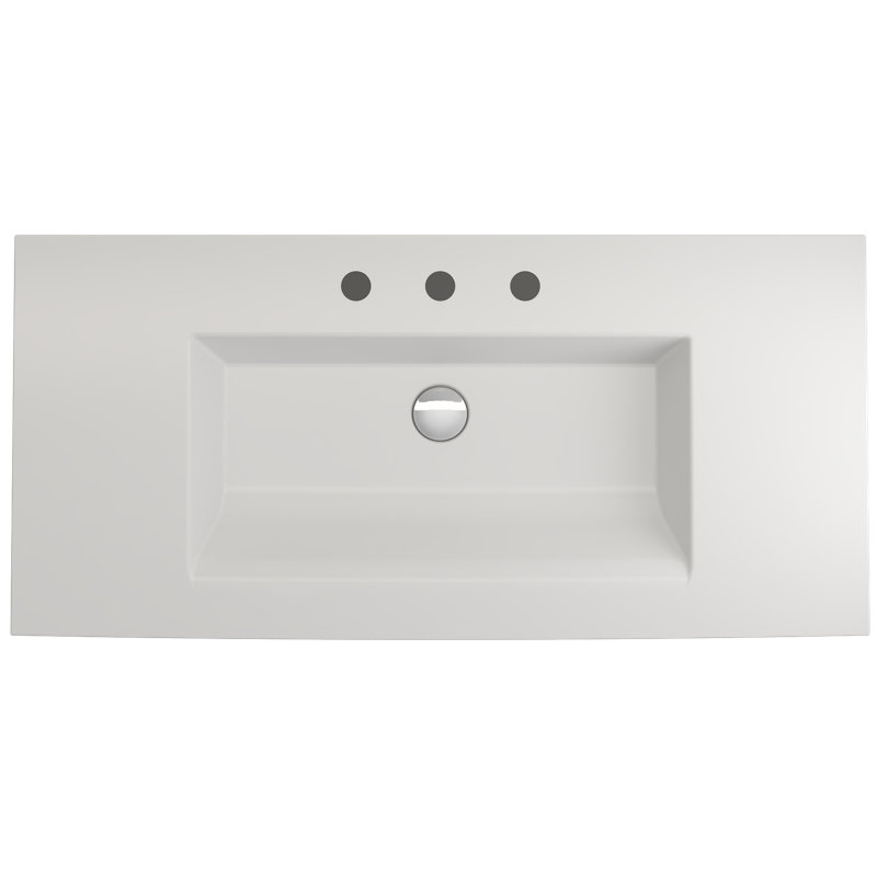 Ravenna Bathroom Sink, Matte White, 8" Widespread