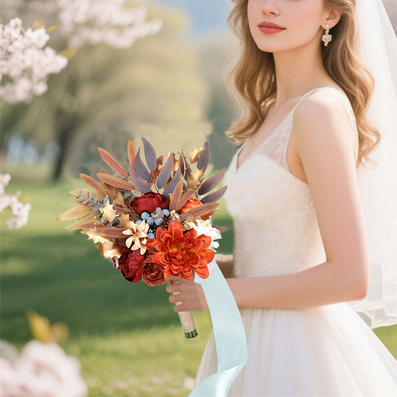 Bouquet de mariage rouge pour demoiselles d'honneur