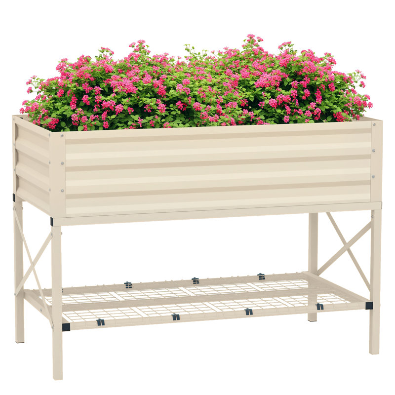 Jardinière surélevée, jardin surélevé galvanisé, jardinière en métal avec pieds, Crème