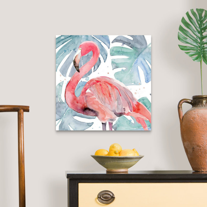 «Flamingo Splash II», art mural sur toile, Toile tendue, H 20 po x l 20 po