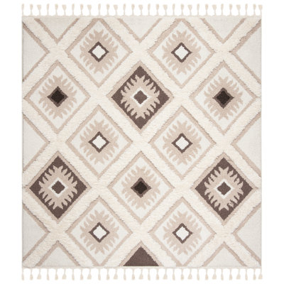 ImraanMoroccan Tassel Shag Geometric Indoor/Outdoor Rug