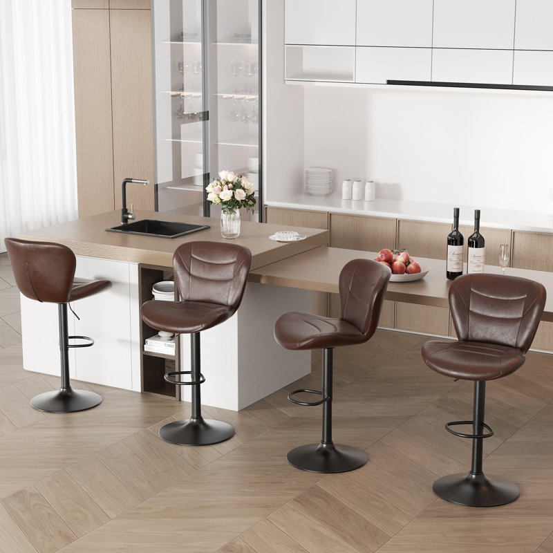 Adjustable Height Counter Stool with Metal Frame, Coffee, 6
