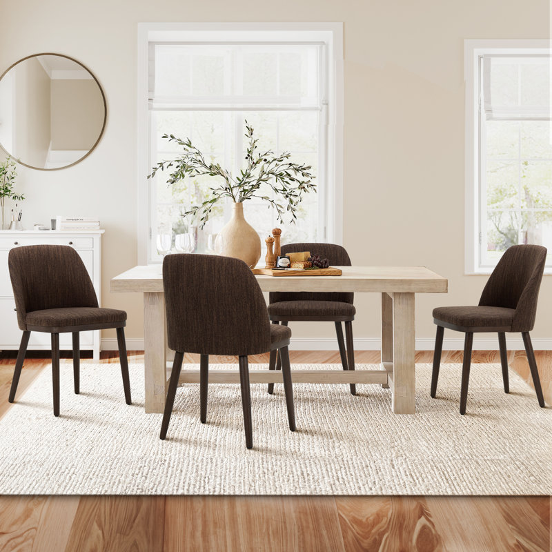 Breathable Fabric Dining Chair - Ergonomic Solid Wood Design, Multi-Scene Use, Beige