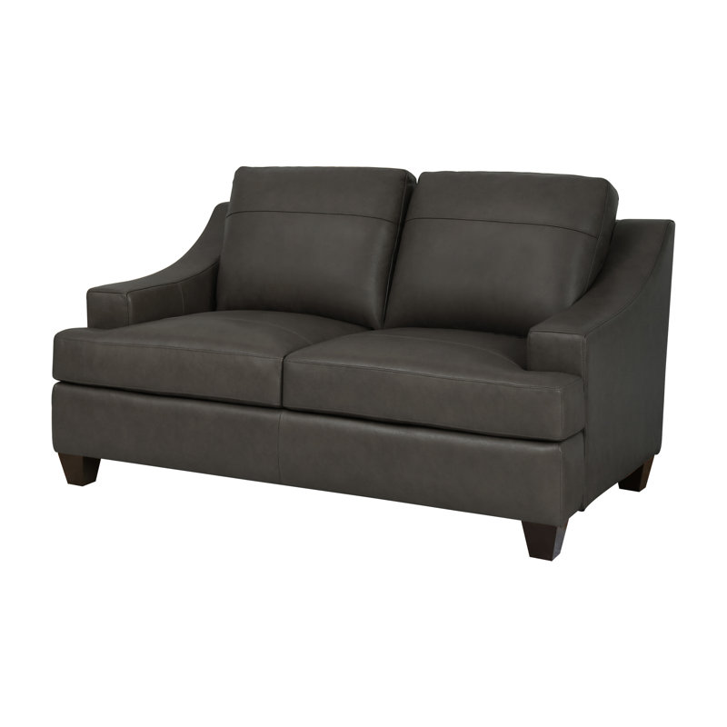 Upholstered 62.5'' Loveseat, Gray Genuine Leather