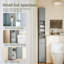 Bathroom Narrow Tall Storage Cabinet with 2 Doors, 1 Drawer, Grey-567946584