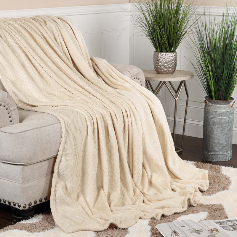 Literie en flanelle Atka Diamond, Crème, Lit simple