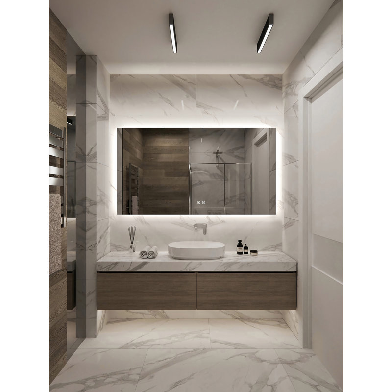 Miroir de salle de bain lumineux Mannheim, 36 po x 30 po