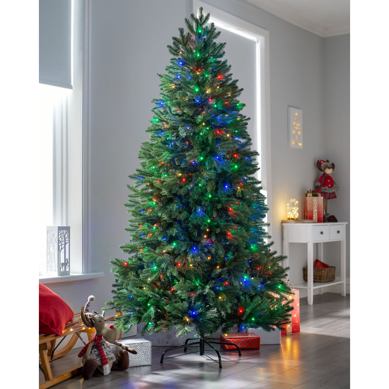 Lighted Artificial Pine Christmas Tree, 5.91ft H x 4.08ft W x 4.08ft D