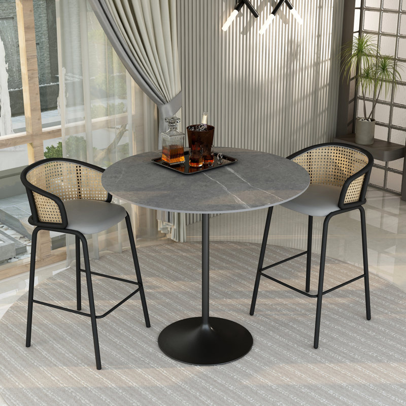 Table de salle à manger Crandall, 48 po de largeur, Gris marbre