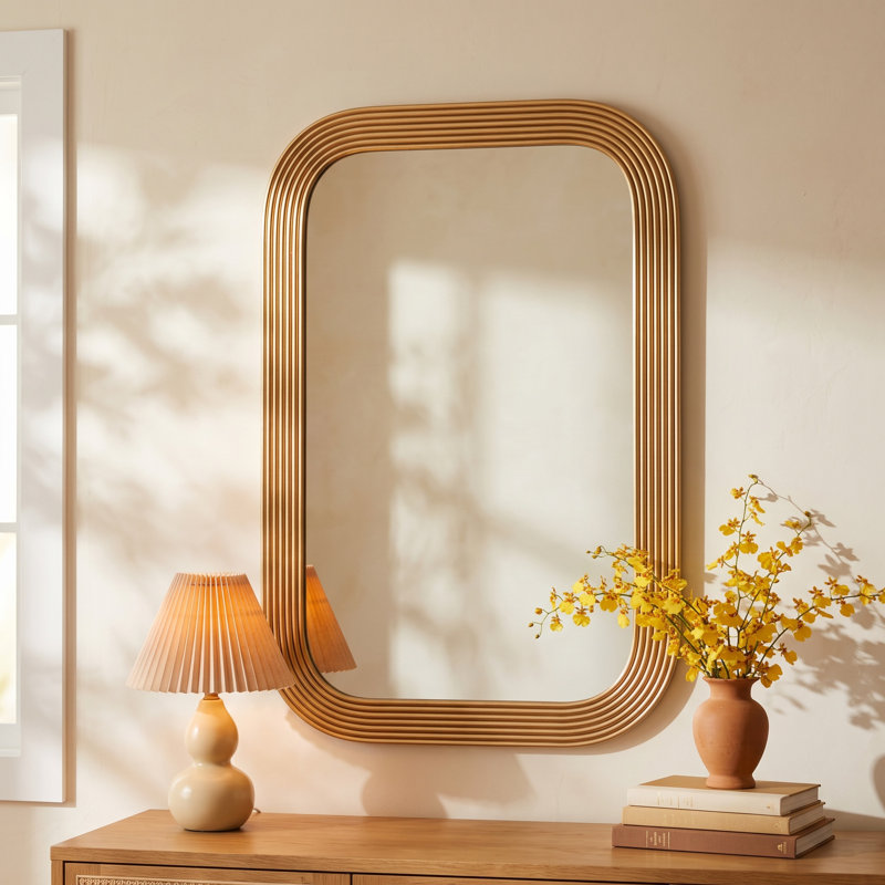 Elowen Metal Rectangle Mirror, Brass