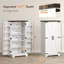 Armoire de cuisine 47 po avec lumière DEL à détection, armoire de rangement de ferme avec portes, 2 tablettes réglables et 12 tablettes de porte, armoire autoportante, blanc