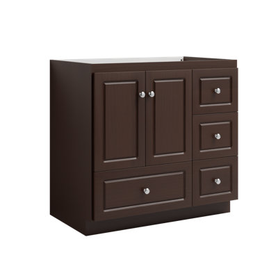 Ultraline 36 in. W x 21 in. D x 34.5 in. H Bath Vanity Cabinet without Top in Dark Alder