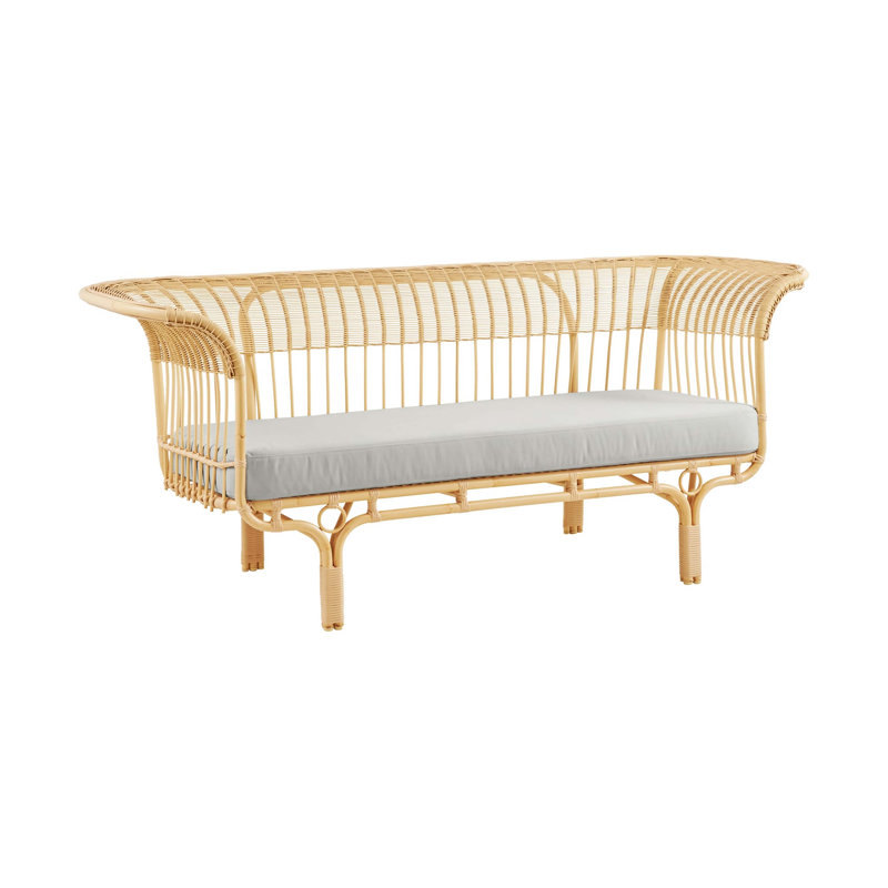 Franco Albini Belladonna Outdoor Sofa, Sailcloth Seagull Geometric Sunbrella® Basketweave, Natural