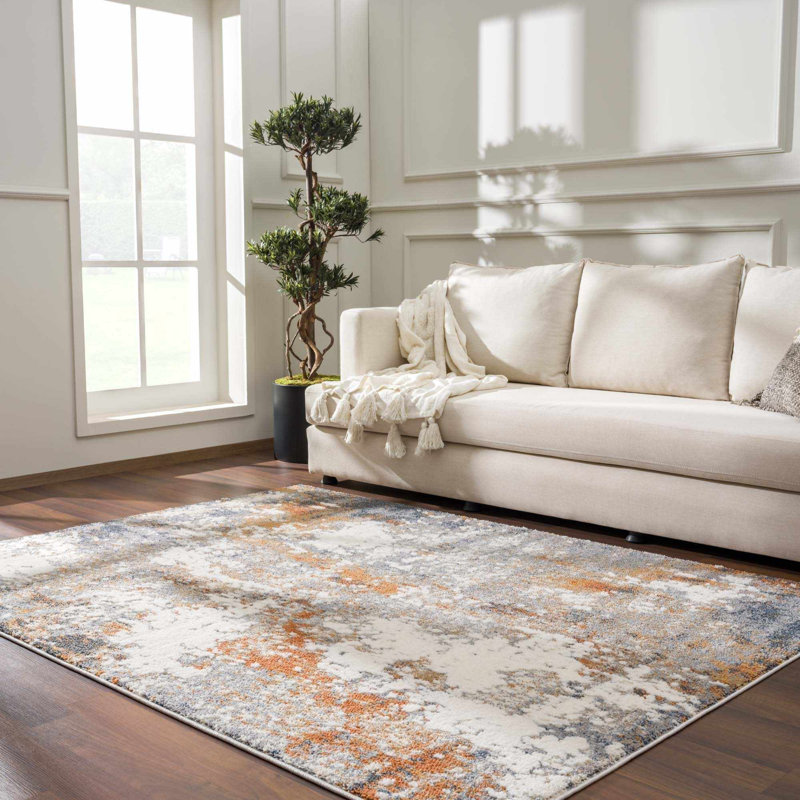 Hasibe Abstract Indoor Rug, Rectangle 5'3" x 7'