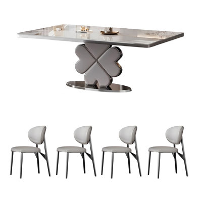 Minimalist rock plate dining table and chair set