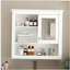 Armoire de salle de bain avec miroir 32 po, 4 tablettes de rangement, salle de bain moderne avec tablettes réglables-340867980-340867982