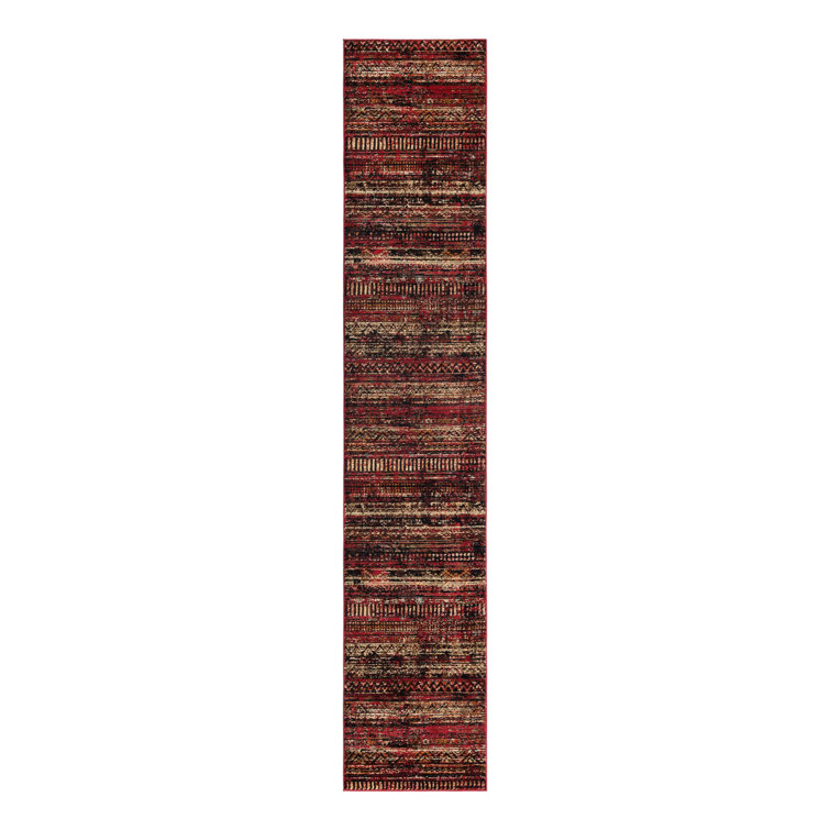 Blakely Geometric Area Rug in Burgundy/Brown/Black