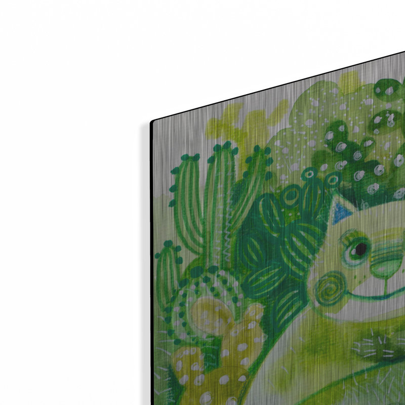 Art mural en métal Red Barrel Studio «Chlorophyl Mohito Cats» par Oxana Zaika, H 24 po x l 36 po