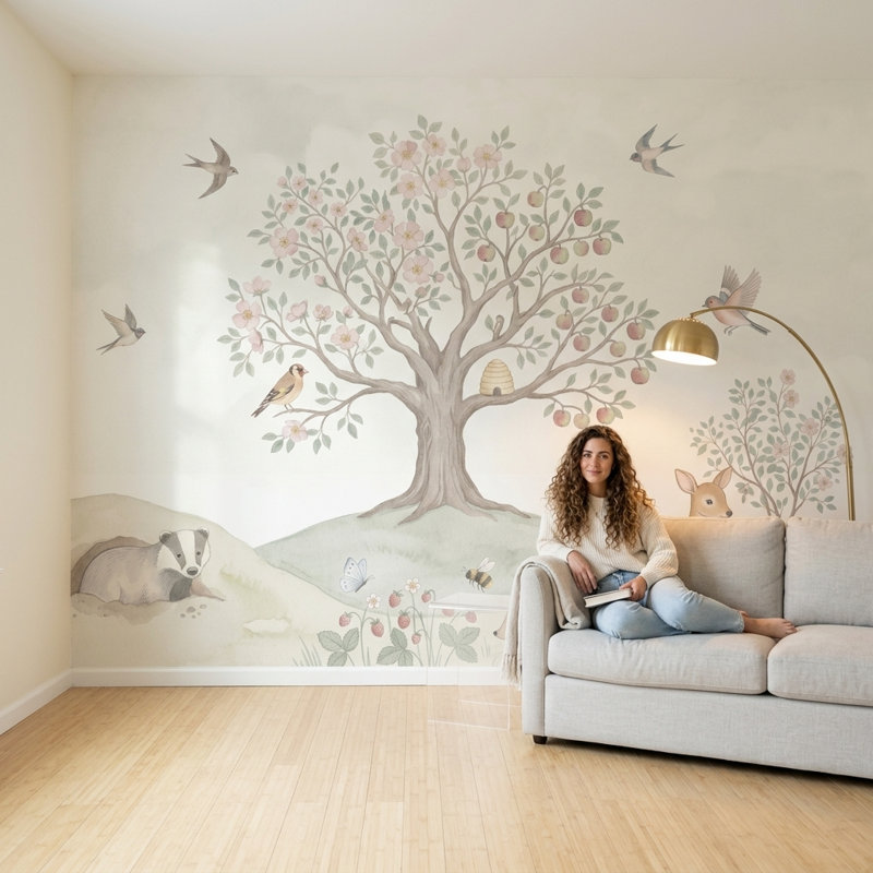 Décoration murale aquarelle amovible, 100 po x 96 po, Non tissé
