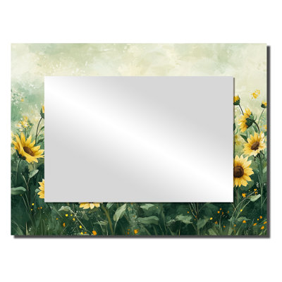 Été tournesol pré au Canada - miroir mural tournesols - imprimé sur métal
