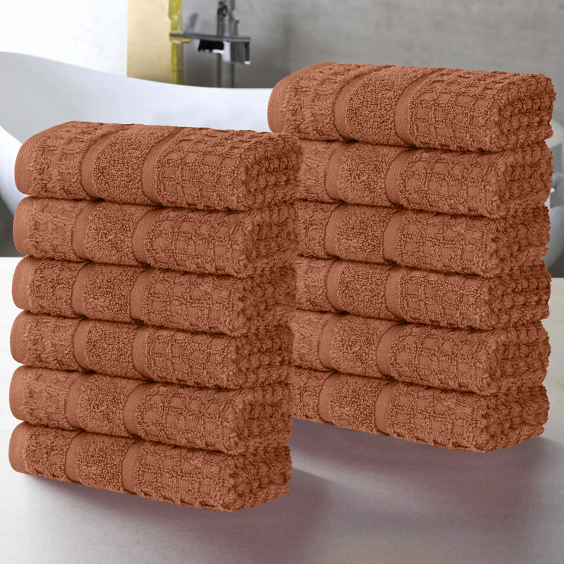 Serviette / gant de toilette Camiren 100% coton gaufré uni, rouille