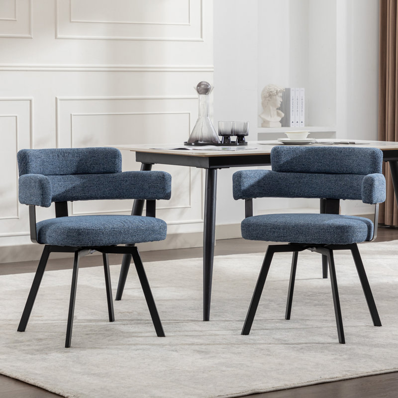 Chaise d'appoint pivotante à dossier plein Cahlil, Bleu