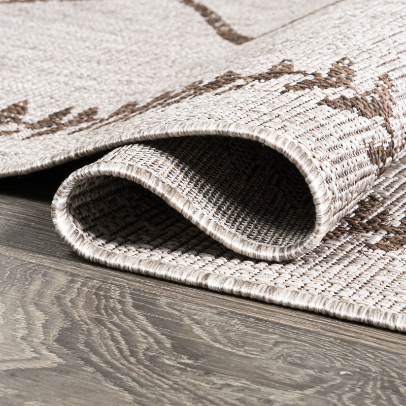Mui Tribal Diamond Trellis Beige/Brown Indoor/Outdoor Rug, Rectangle 7'9" x 10'
