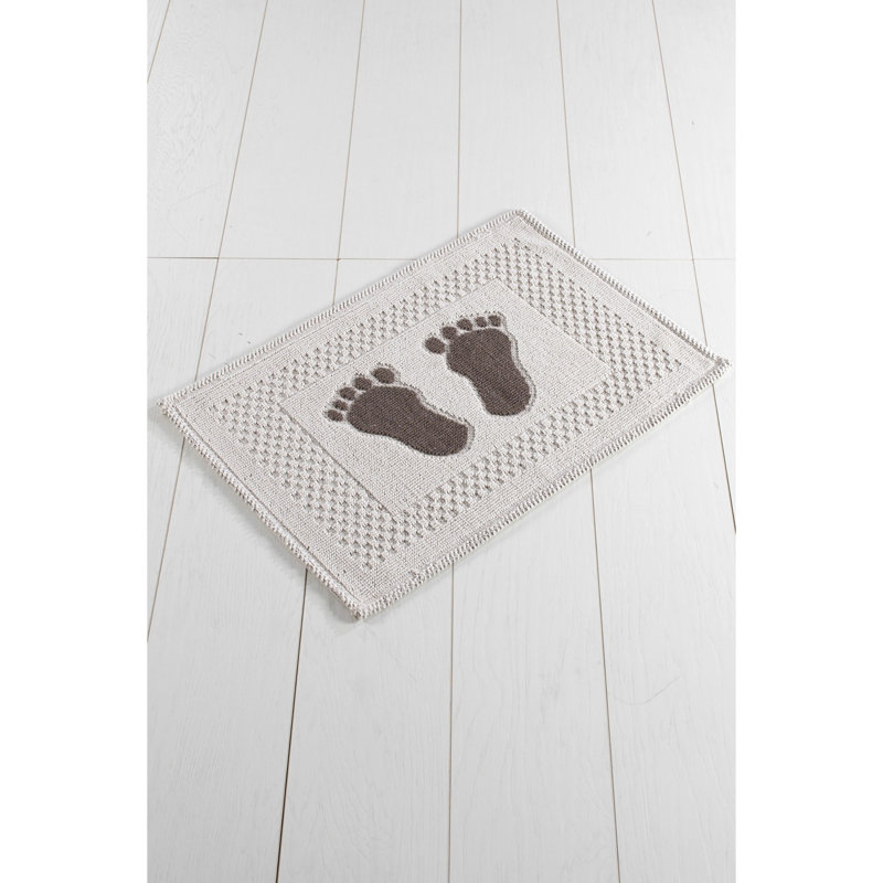 Tapis de bain antibactérien, écru, 23,6 po x 15,7 po | 100% polyester, hauteur des poils de 10 mm, dessous antidérapant | Lavable à la machine, séchage rapide, durable et doux | Parfait pour la salle de bain, la cuisine et le vestibule