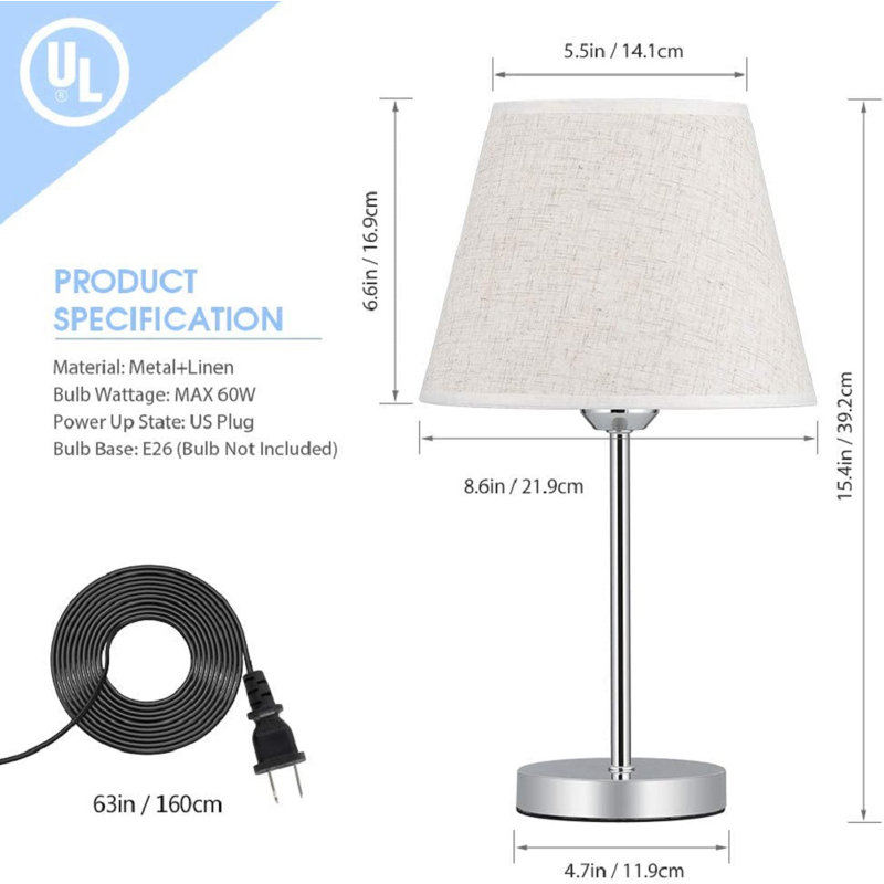 Lampe de table argentée 15,4 po Jazmon