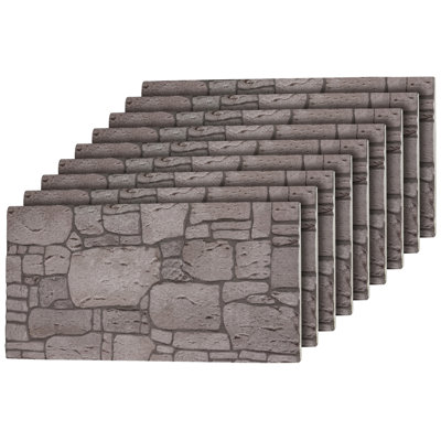 3D Faux Stone Wall Panels, Set of 9 (Covers 48 Sq Ft), 20" x 40" Foam Wall Cladding for Interior & Exterior Accent Walls