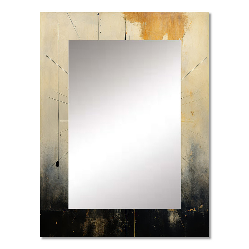 «Experiencing Multi-Dimensionalité Vintage Gold», peinture abstraite, miroir mural doré, reproduction d'art en métal