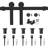 Black Steel Single Door Barn Door Hardware Kit Standard Single-49603015