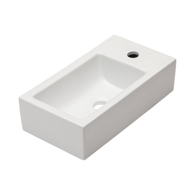 Lordear 10'' White Ceramic Rectangular Bathroom Sink