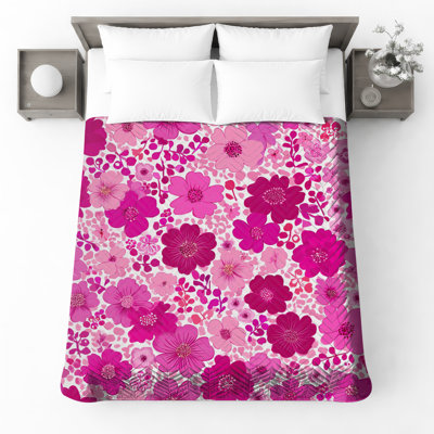 Couvre-lit matelassé à motif floral rose toutes tailles
