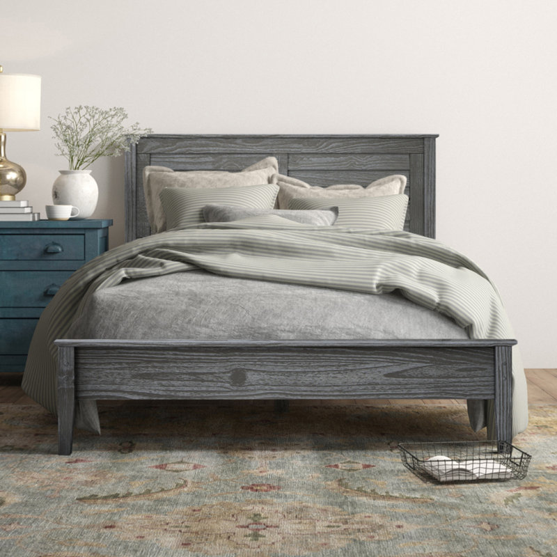 Ensemble de chambre configurable avec lit plateforme Greenport, Gris brossé, Complète