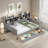 Wooden Multi-Functional Daybed With Storage Shelves, 2 Drawers And Study Desk-658383074
