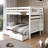 Treva Solid Wood Standard Bunk Beds Full over Full, 4 Step Ladder, 2 Under-Bed Drawers, White-841017091-917303153