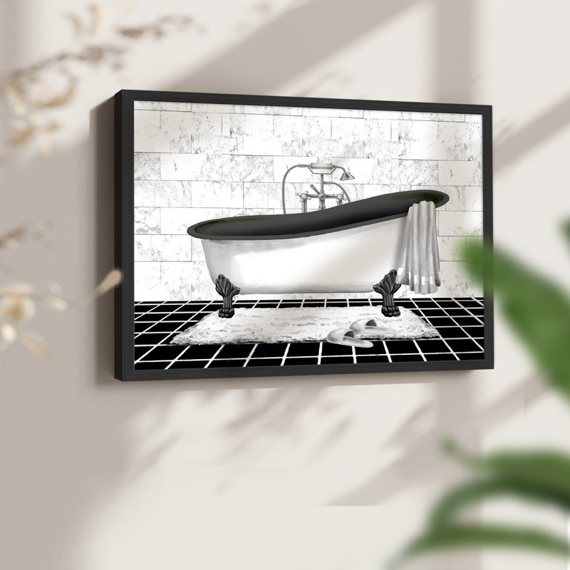 Modern Bath II -Framed Print - Restickable, H 22 po x l 28 po, Noir, noir, noir, noir