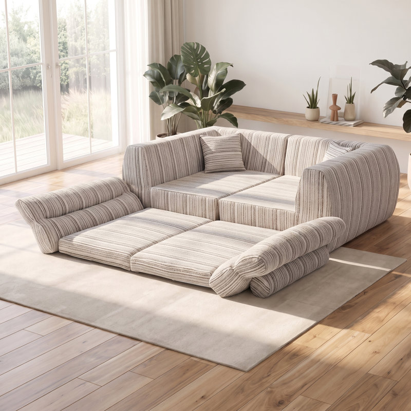 Canapé moderne rembourré avec coussins décoratifs pour salon, petit espace, sans compression, Soft White,taupe