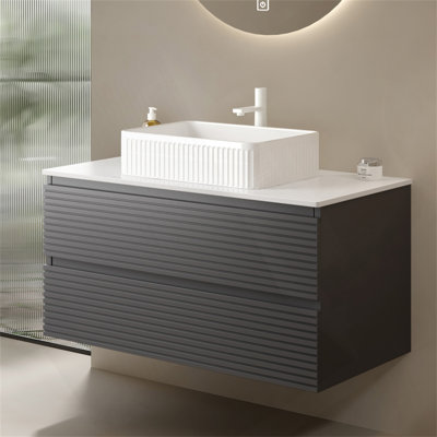 Armoire murale en contreplaqué 36 po sans lavabo, gris