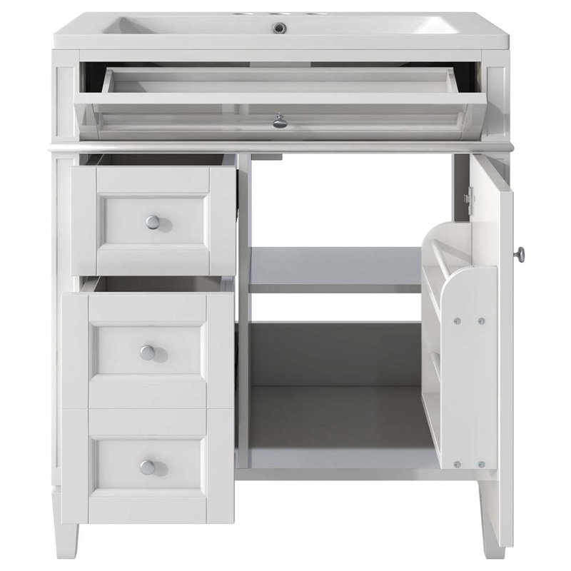 Meuble-lavabo simple 30,11 avec comptoir, Blanc