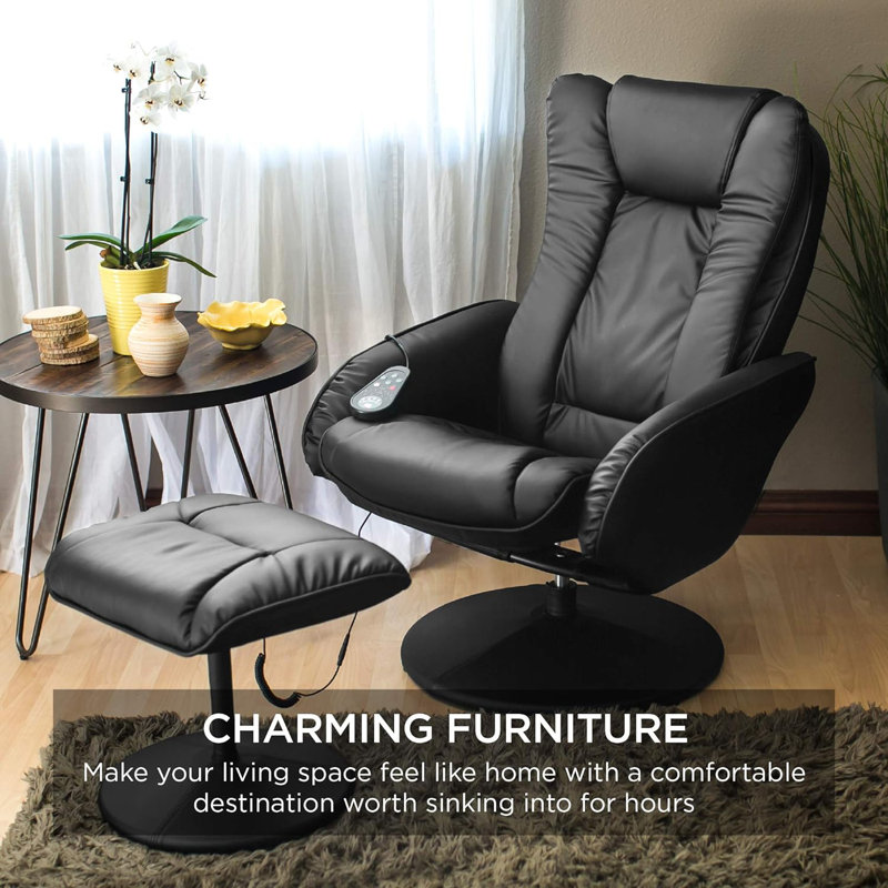 Fauteuil inclinable en cuir avec repose-pieds Masek