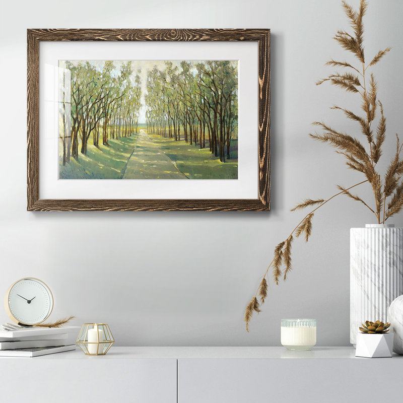 Forest Path encadré sur papier, Noyer, H 18 po x l 26 po x P 1,5 po