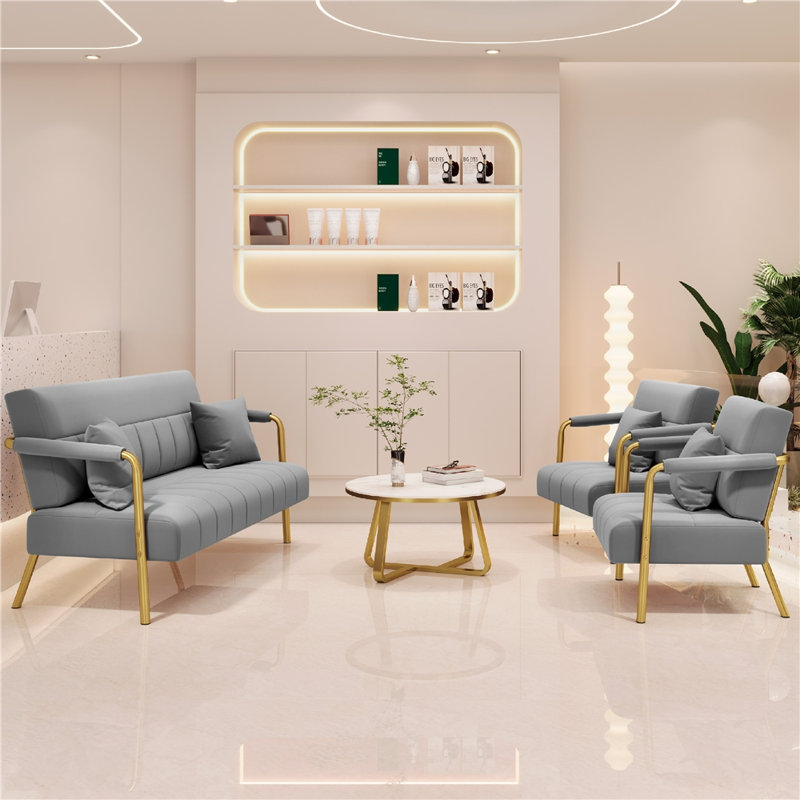 Color 2 Seater Loveseat ,143 CM wide  Sofa Couch, Light Grey