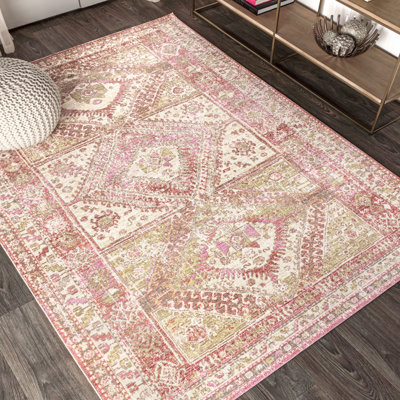 Peregrine Ornate Geometric Medallion Pink Rug