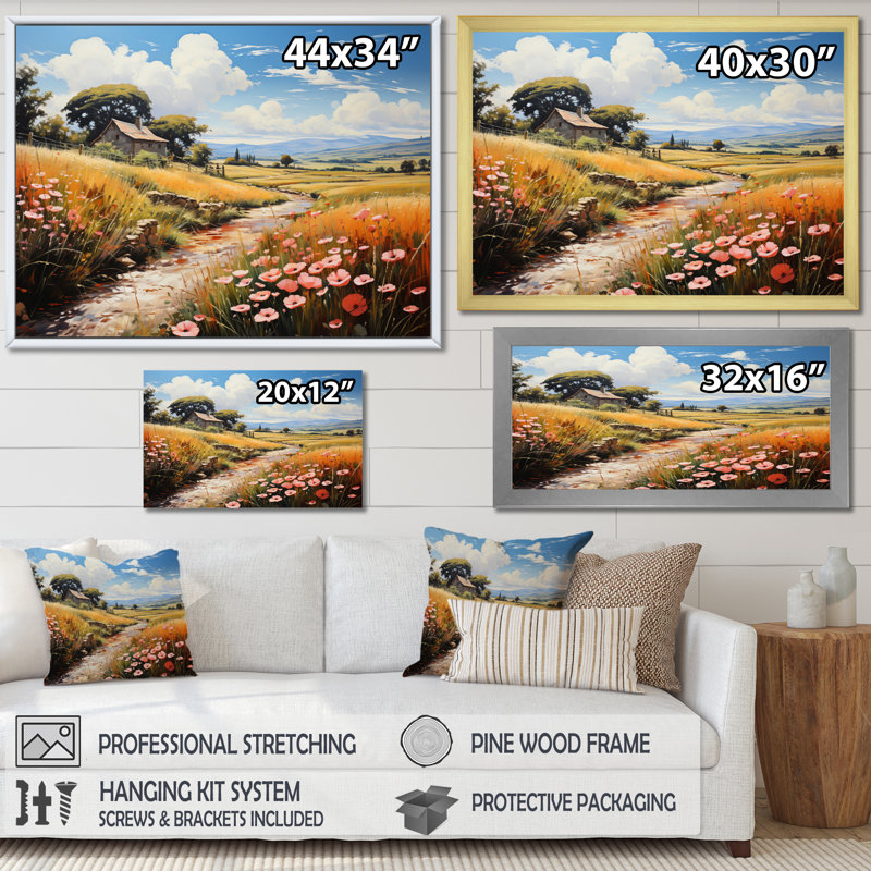 " Farm Fauvist Fields I ", H 30 po x l 40 po x P 1,5 po, Toile tendue