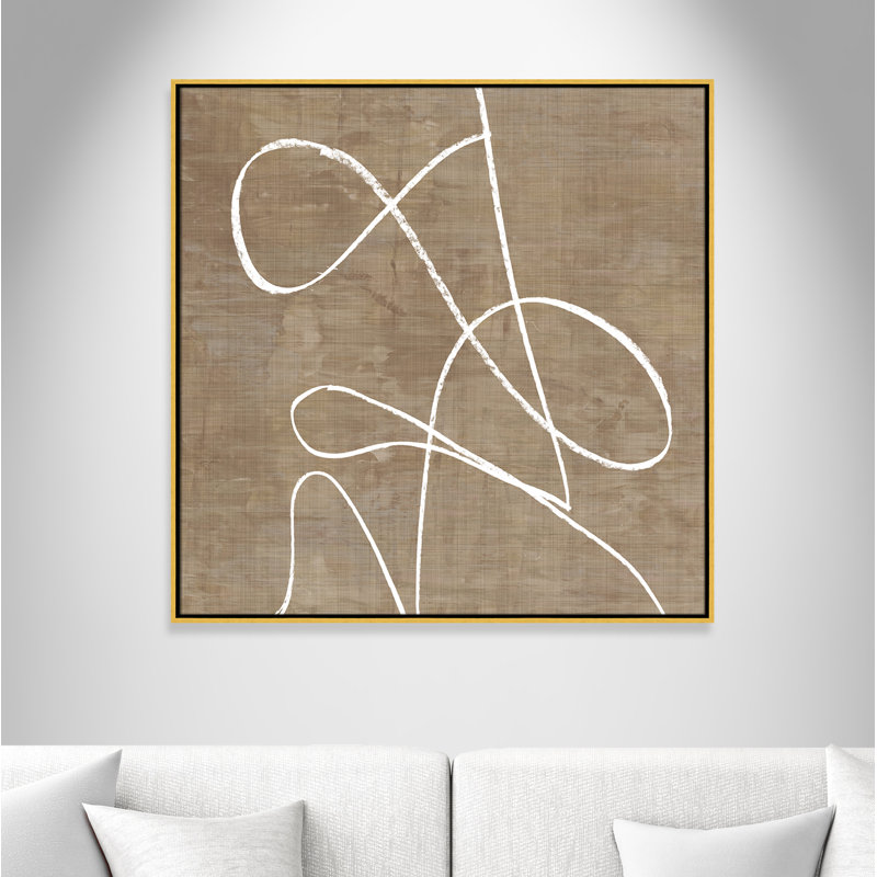 Swooping Lines - Peinture sur toile avec cadre flottant, H 37,5 po x l 37,5 po, Doré