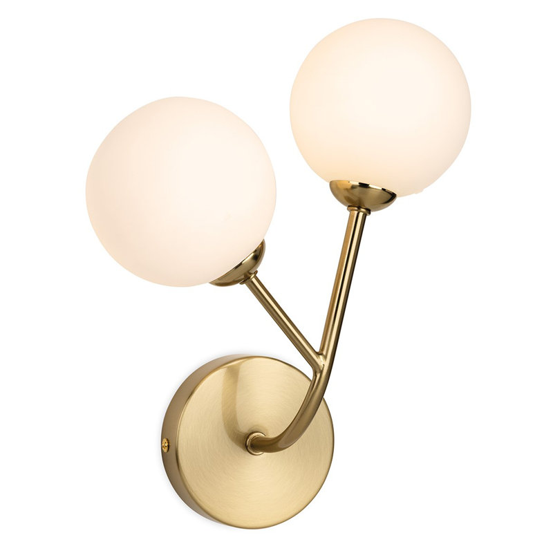 Armed Sconce, Brushed Brass, White