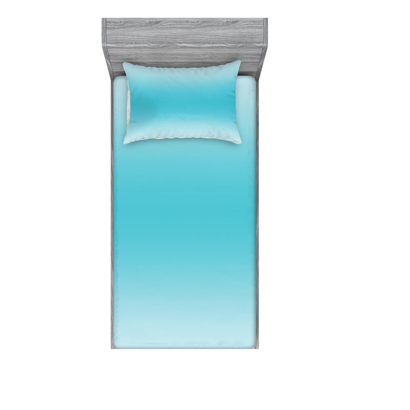 Microfiber Ombre Sheet Set, Twin Sheet Set with 1 Pillowcase, Turquoise