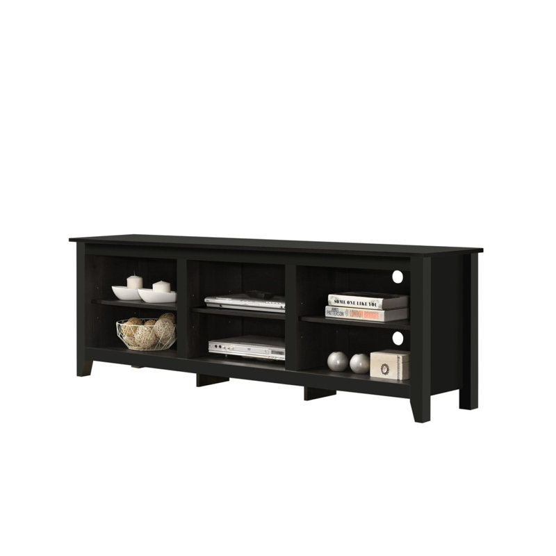 Bernardo Black 70"W TV Stand With Open Shelves And Cable Management, Black